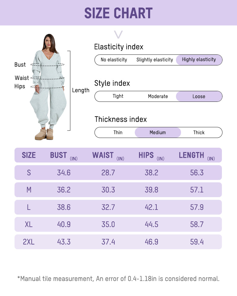 Cozy Deep V Sweatshirt Jumpsuit