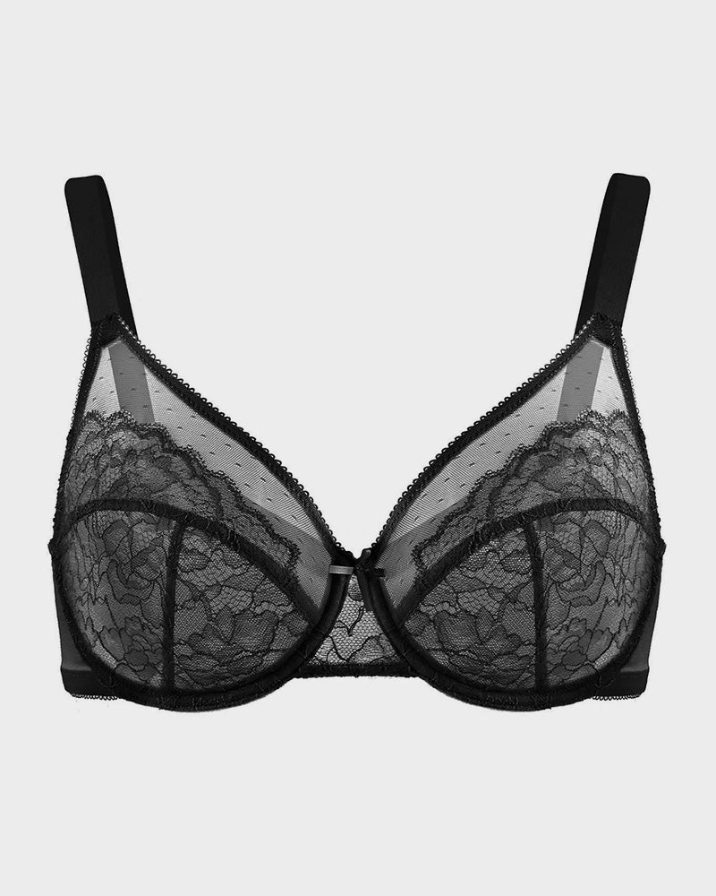 Full Coverage Lace Minimizer Bra - Petal-Coffee