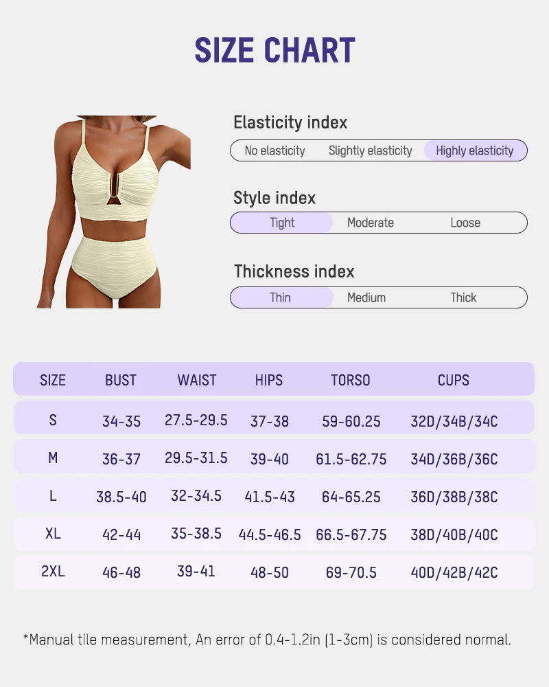 Textured U-Wire Cutout High Waisted Bikini Set