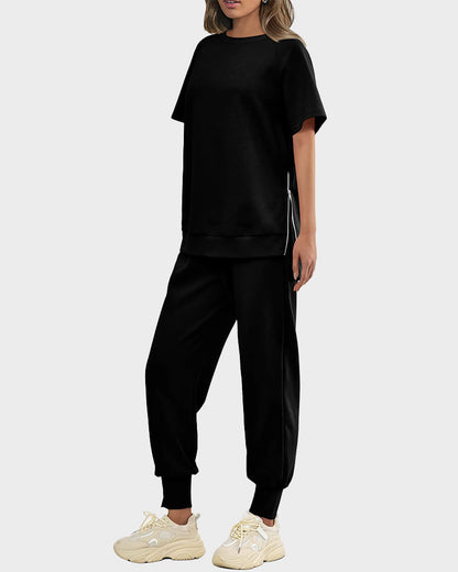 Ensemble lounge 2 pièces : pull-over et pantalon avec fentes zippées