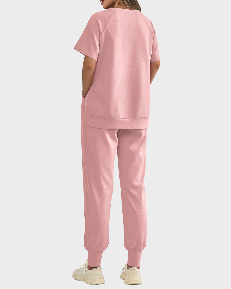 Ensemble lounge 2 pièces : pull-over et pantalon avec fentes zippées