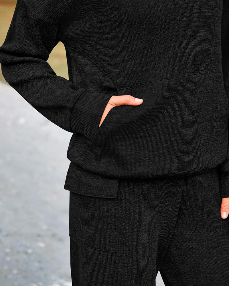 Ensemble 2 pièces en maille : hoodie et pantalon à jambes larges