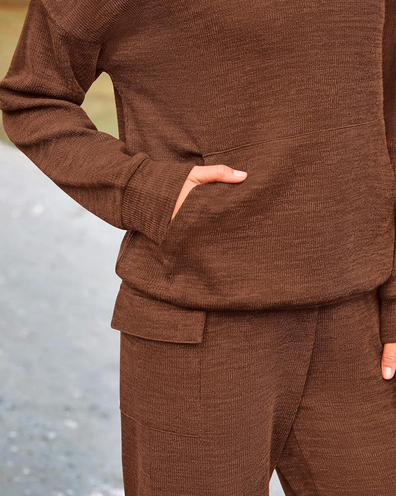 Ensemble 2 pièces en maille : hoodie et pantalon à jambes larges