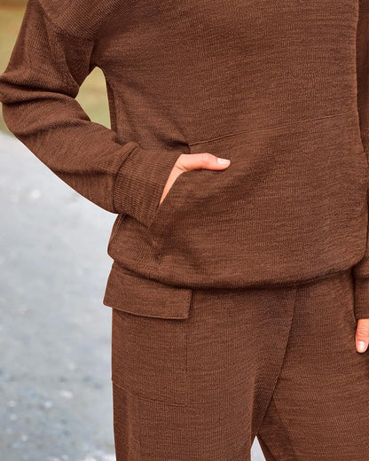 Ensemble 2 pièces en maille : hoodie et pantalon à jambes larges