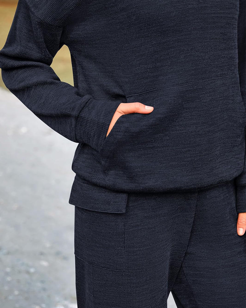 Ensemble 2 pièces en maille : hoodie et pantalon à jambes larges