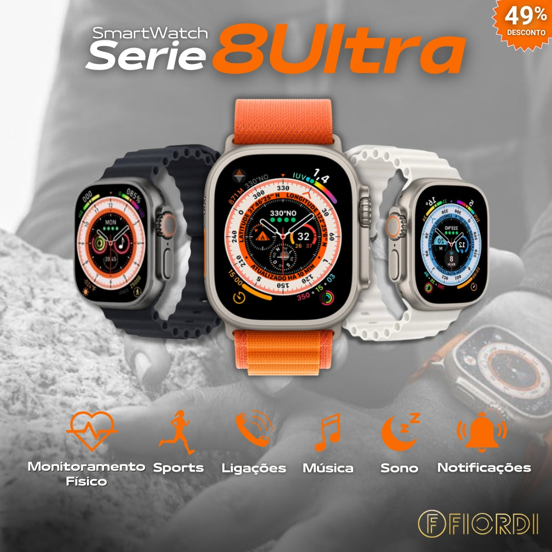 Smartwatch - Serie 8 Ultra + (2ª Pulseira de Brinde)