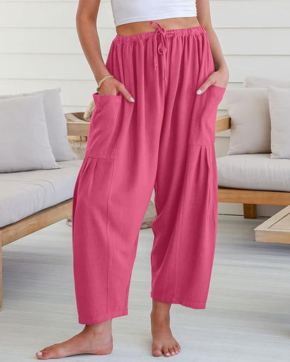Breezy Linen Blend Wide-Leg Pants with Pockets