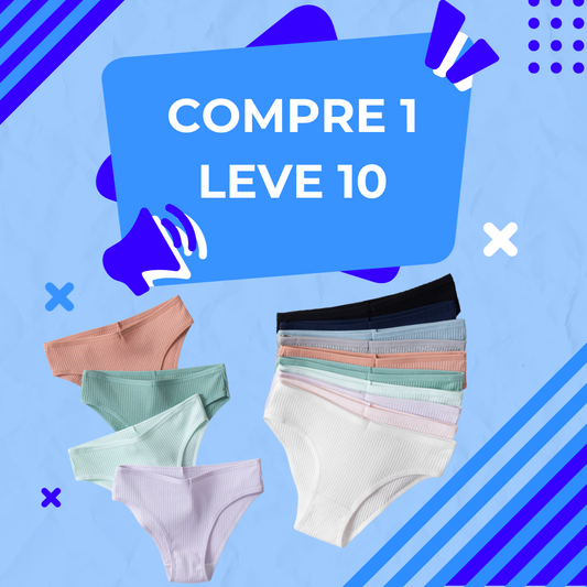 PROMOÇÃO COMPRE 1 LEVE 10 - Calcinhas Puro Conforto Antibacteriana
