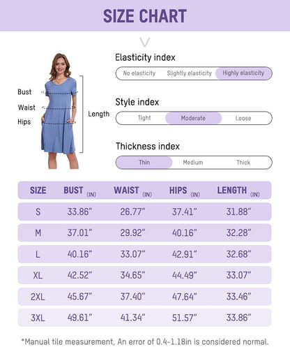 Casual V-Neck T-Shirt Dress with Pockets