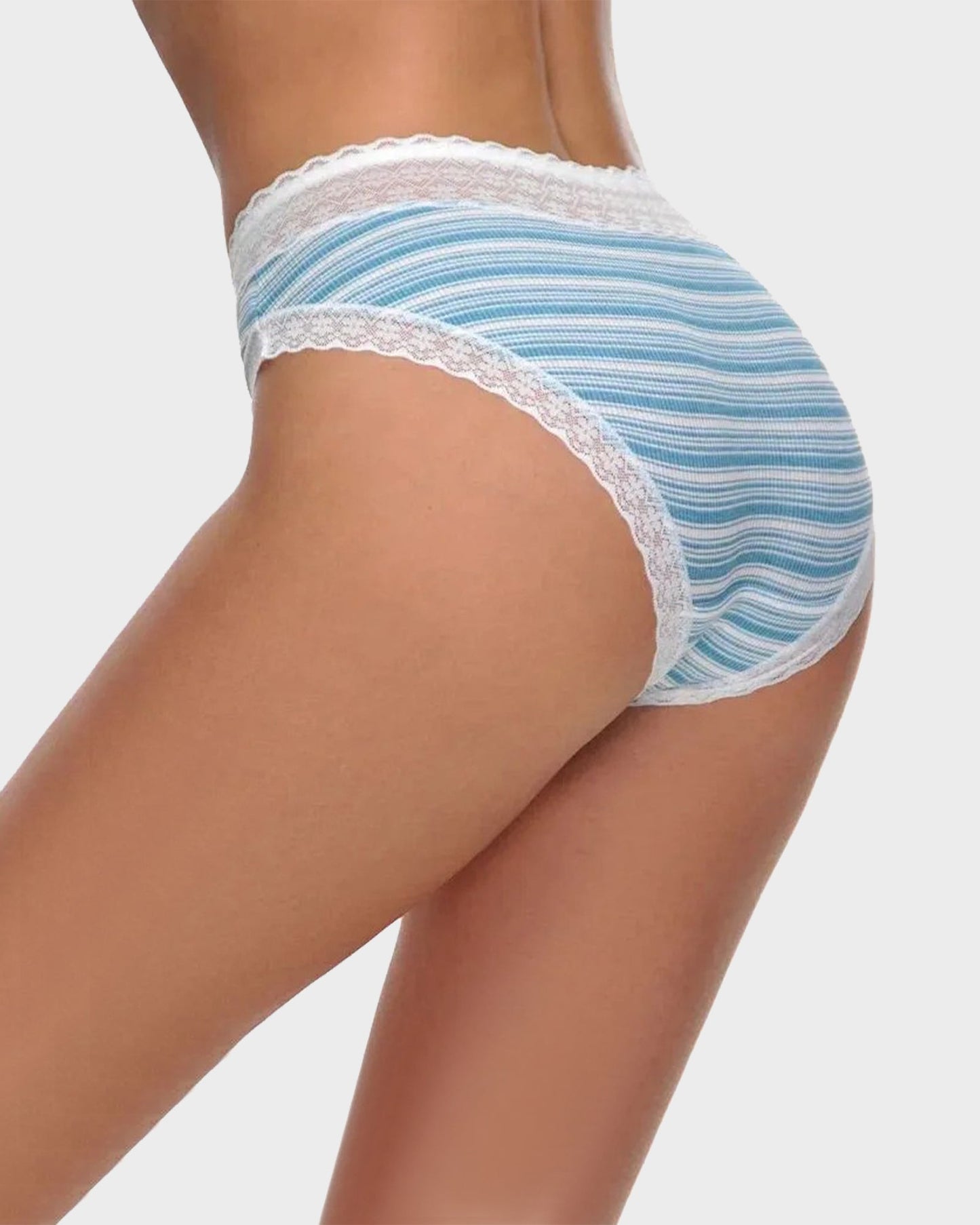 Cotton Seamless Printed Lace Stripe Briefs (5 Pack)
