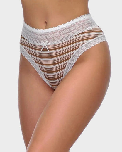 Cotton Seamless Printed Lace Stripe Briefs (5 Pack)