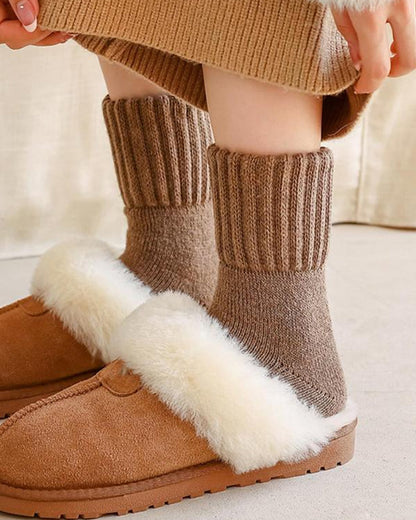 Cozy Ribbed Fleece Lined Crew Socks