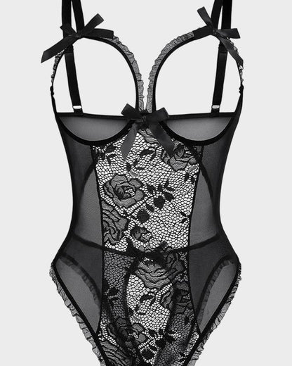 Crotchless Lace Mini Bodysuit