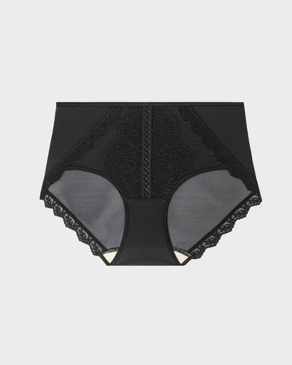 Elegant Antibacterial Mulberry Silk Mid-Waist Lace Panel Panties (3 Pack)