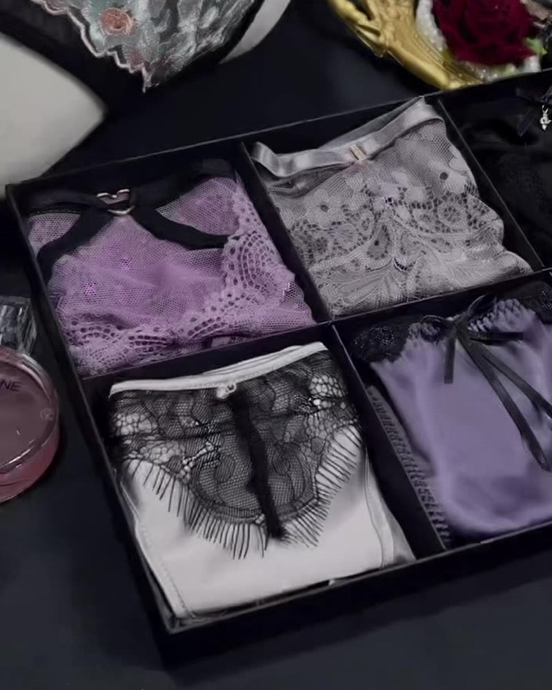 Elegant Low-Waist Lace Panties 6-Pack Gift Box