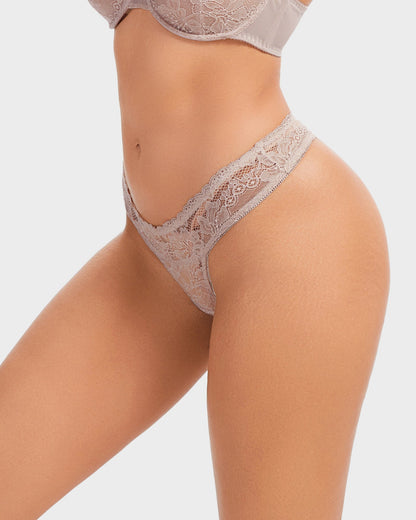 Elegant Comfort Floral Lace Thong (3 Pack)