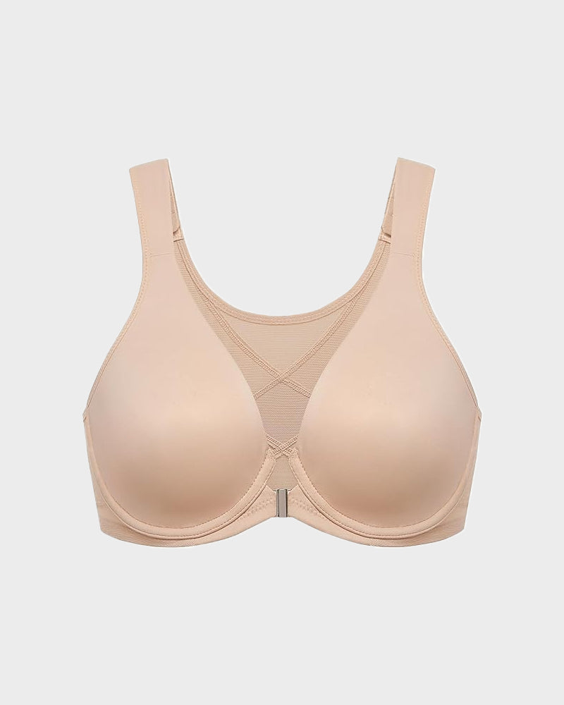 Front Closure Underwire Unlined Back Support Plunge Bra
