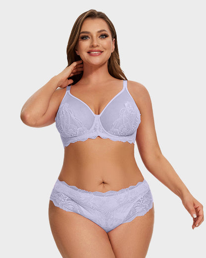 Full Coverage Lace Minimizer Bra-Purple