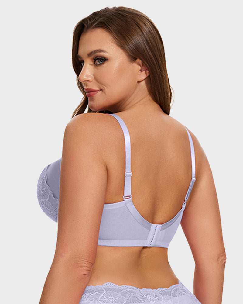 Full Coverage Lace Minimizer Bra-Purple