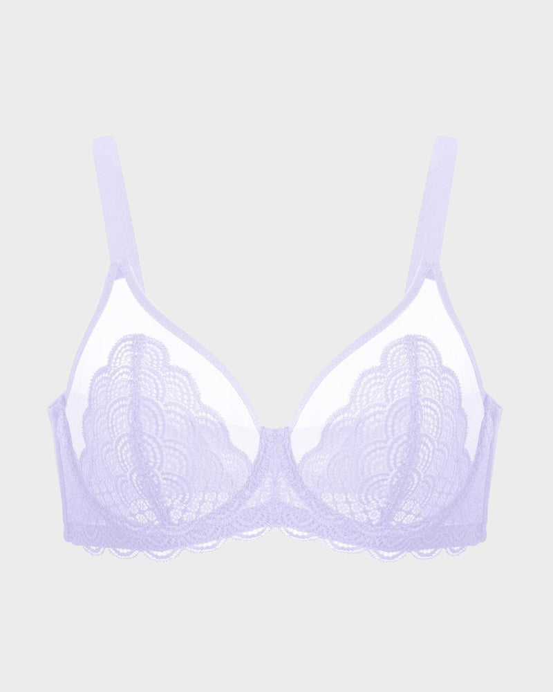 Full Coverage Lace Minimizer Bra-Purple