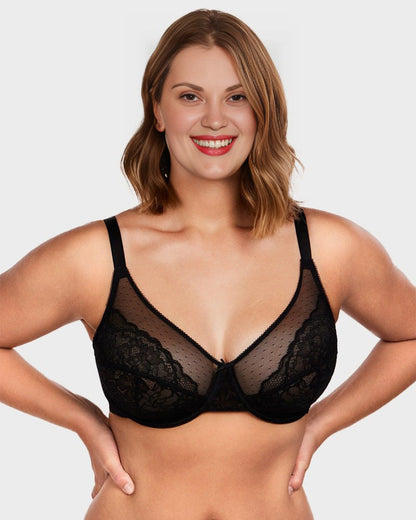 Full Coverage Lace Minimizer Bra - Petal-Coffee