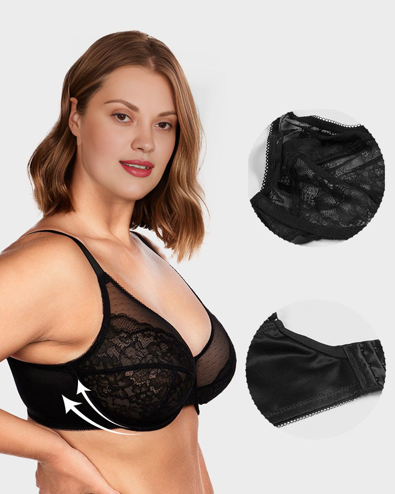 Full Coverage Lace Minimizer Bra - Petal-Coffee