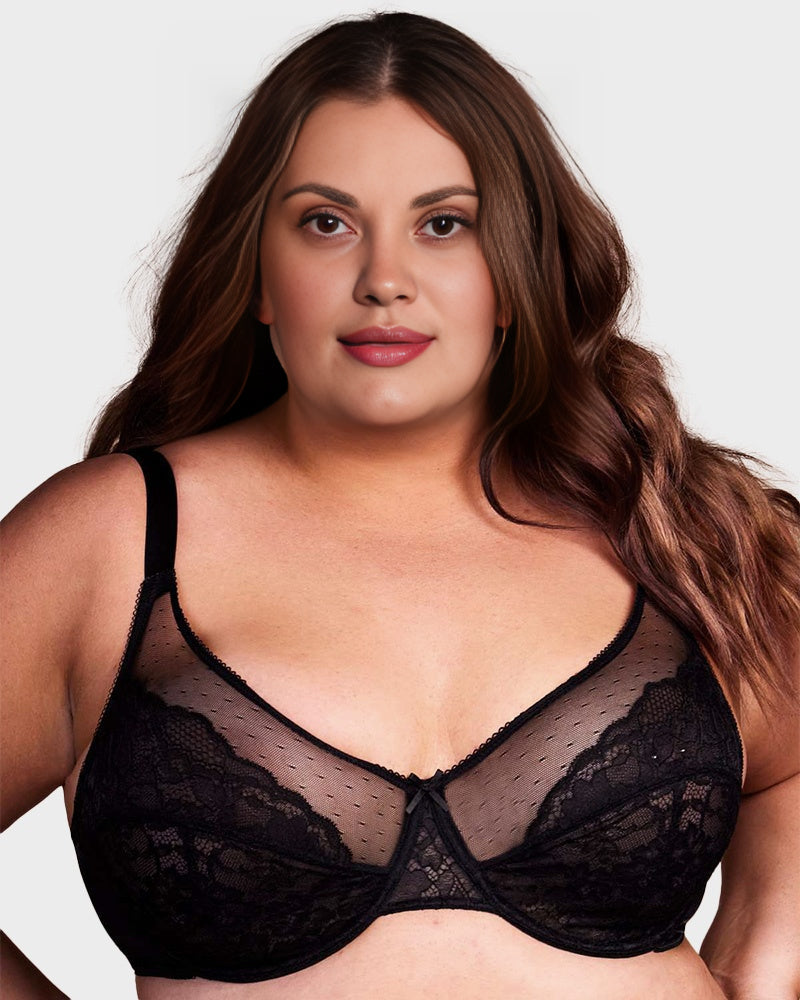Full Coverage Lace Minimizer Bra - Petal-Coffee