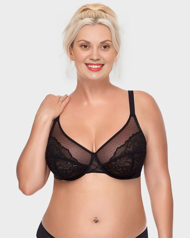 Full Coverage Lace Minimizer Bra - Petal-Coffee