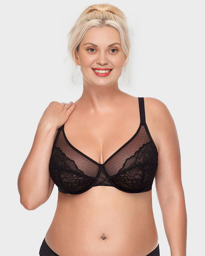 Full Coverage Lace Minimizer Bra - Petal-Coffee