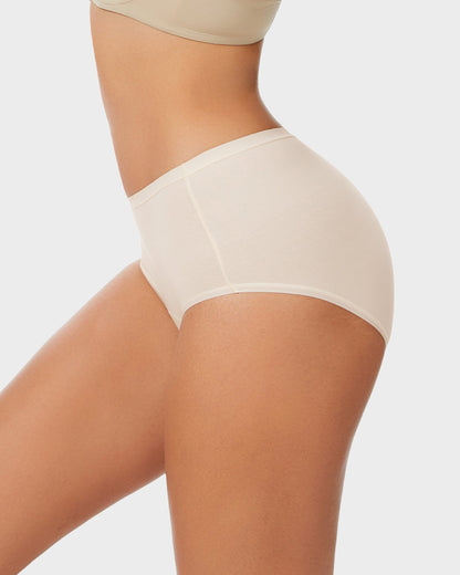 High-Waist Cotton Briefs with Extended Gusset & Antibacterial Lining (4 Pack)