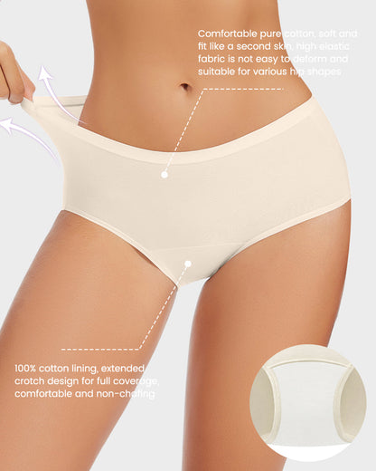 High-Waist Cotton Briefs with Extended Gusset & Antibacterial Lining (4 Pack)