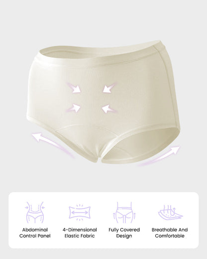 High-Waist Cotton Briefs with Extended Gusset & Antibacterial Lining (4 Pack)