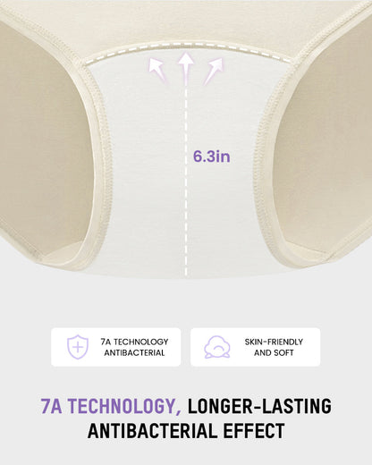 High-Waist Cotton Briefs with Extended Gusset & Antibacterial Lining (4 Pack)