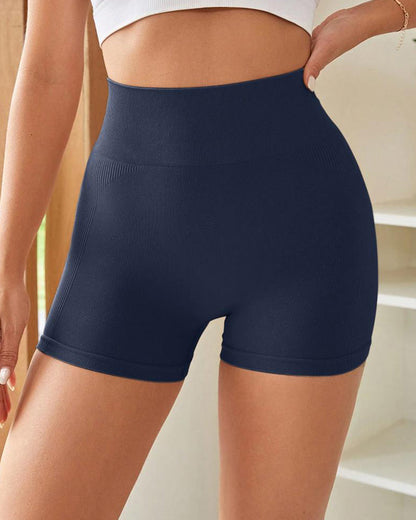 High-Waist Ribbed Butt-Lifting Shorts (4 Pack)