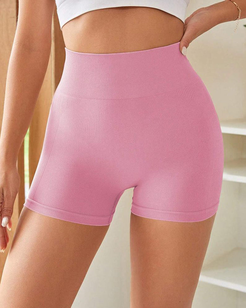 High-Waist Ribbed Butt-Lifting Shorts (4 Pack)