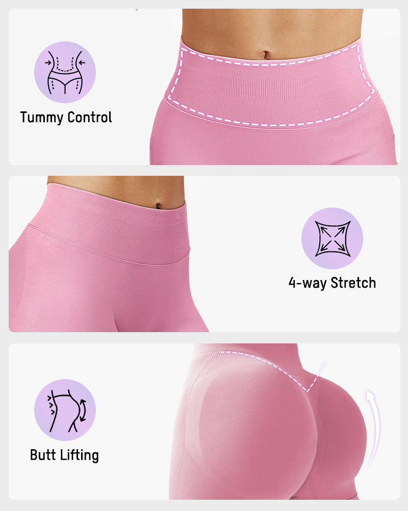High-Waist Ribbed Butt-Lifting Shorts (4 Pack)