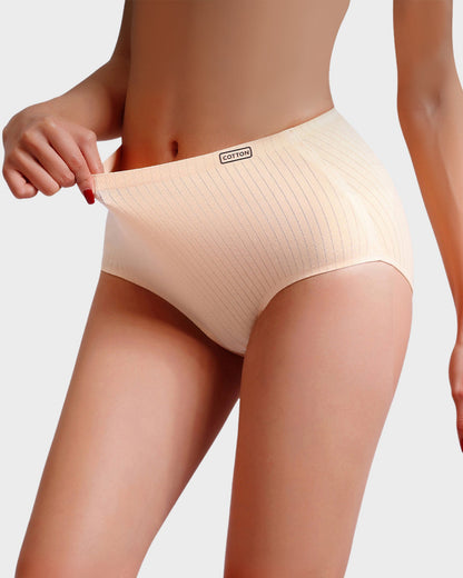 High-Waisted Cotton Seamless Lifting Briefs (4 Pack)