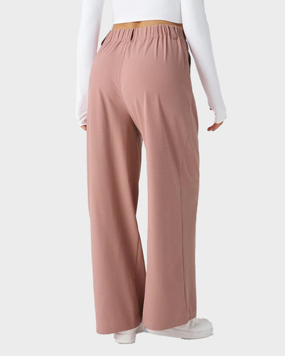 High Waisted Waffle Knit Wide Leg Pants
