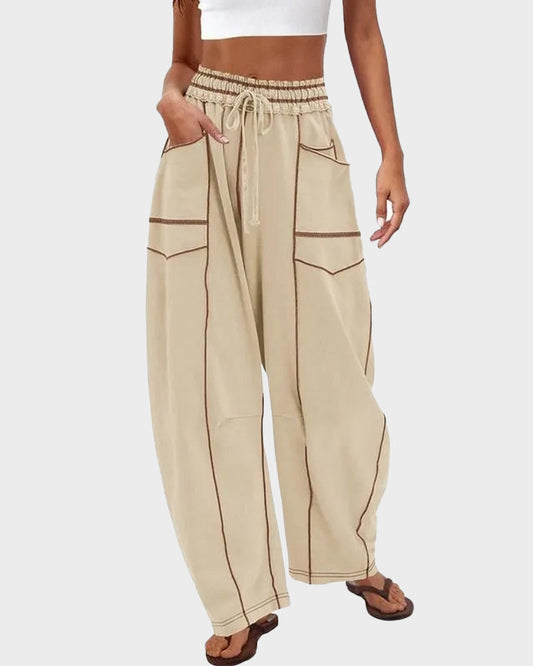 Hip Hop Patchwork Baggy Wide Leg Pants with Pockets