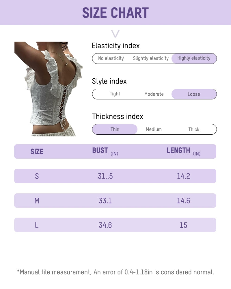 Lace-Up Eyelet Corset Top with Ruffle Off-Shoulder Neckline