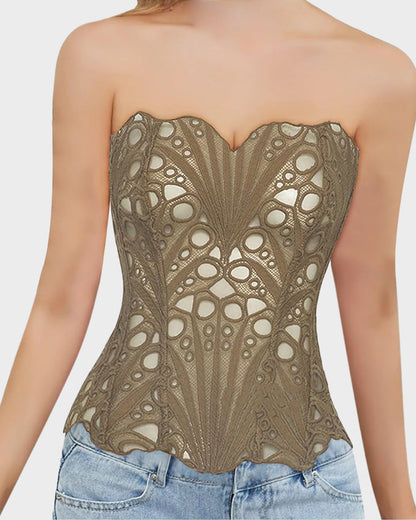 Lace-Up Tummy Control Corset Top