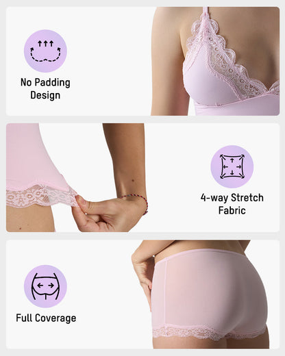 Lace Camisole & Boyshorts Lingerie Set