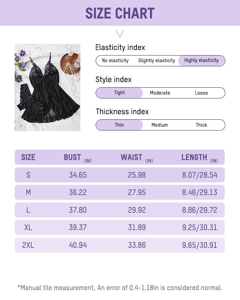 Lace Mesh See-Through Nightgown Set