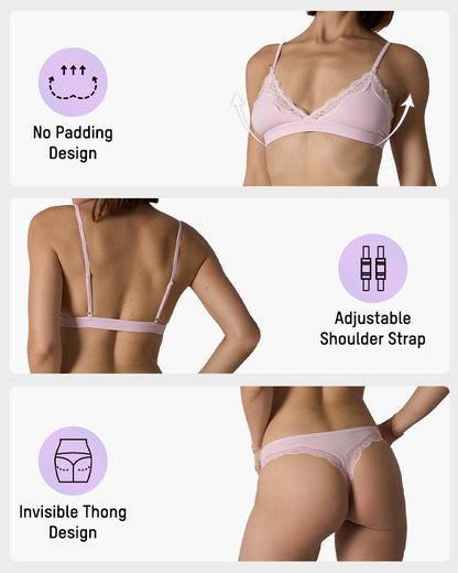 Lace Triangle Bralette & Briefs Set