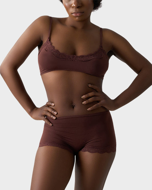 Lace Trim Wirefree Bralette & Panty Set