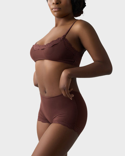 Lace Trim Wirefree Bralette & Panty Set