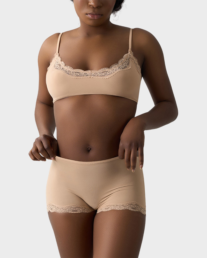 Lace Trim Wirefree Bralette & Panty Set