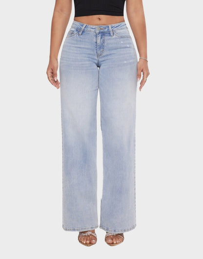 Mid-Low Rise Stretch Baggy Wide-Leg Jeans
