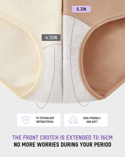 Mid-Rise Leakproof Cotton Period Panties (3 Pack)