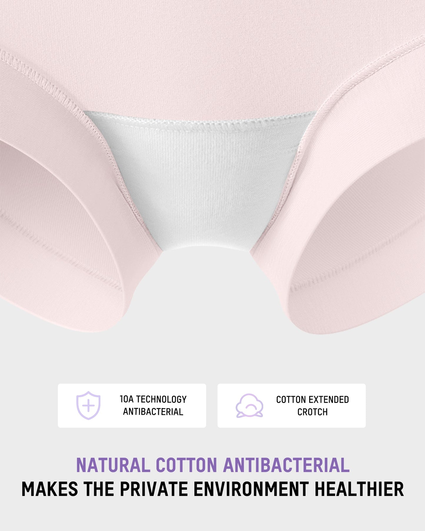 Mid-Waist Cotton Antibacterial Boxer Panties (5 Pack)